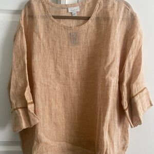 J. Jill Light Brown Linen Blouse